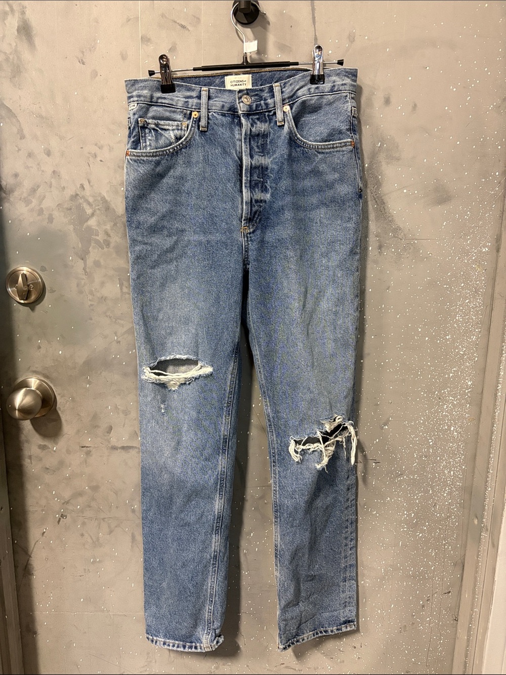 Citizens Of Humanity Light Blue Distressed Straight-Leg Jeans